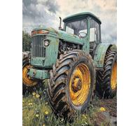 Dimond Art for Adults Tractor Flower 5D Diamond Painting Kits for Adults, DIY Gem Art Full Round Drill Crystal Dimonds Embroidery Cross Stitch Kits, Home Wall Decor, Gifts for Women 60x90cm 7-C354