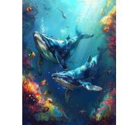 Dimond Art for Adults Whale 5D Diamond Painting Kits for Adults Sea, DIY Gem Art Full Square Drill Crystal Creations Dimonds Cross Stitch Beginner, Home Wall Decor, Gifts for Women 12x16in V-IQ43