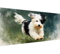 Dimond Art Kits Dog 5D Diamond Painting Kits for Adults Animal, Retro DIY Gem Art Craft Full Round Drill Crystal Creations Cross Stitch, Hobbies for Adults Women for Home Wall Decor 70x140cm X-0695