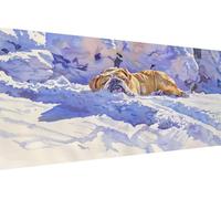 Dimond Art Kits Dog 5D Diamond Painting Kits for Adults Snow, Retro DIY Gem Art Craft Full Round Drill Crystal Creations Cross Stitch, Hobbies for Adults Women for Home Wall Decor 70x140cm 7-8956