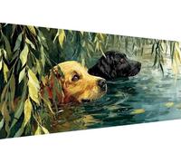 Dimond Art Kits Dog 5D Diamond Painting Kits for Adults Swim, Retro DIY Gem Art Craft Full Round Drill Crystal Creations Cross Stitch, Hobbies for Adults Women for Home Wall Decor 80x160cm W-F451