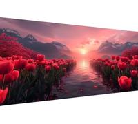 Dimond Art Kits Flower 5D Diamond Painting Kits for Adults Sea, Retro DIY Gem Art Craft Full Round Drill Crystal Creations Cross Stitch, Hobbies for Adults Women for Home Wall Decor 50x100cm 5-O078