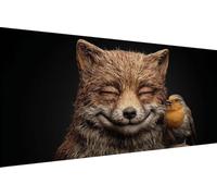 Dimond Art Kits Fox 5D Diamond Painting Kits for Adults Bird, Retro DIY Gem Art Craft Full Round Drill Crystal Creations Cross Stitch, Hobbies for Adults Women for Home Wall Decor 40x80cm F-U558