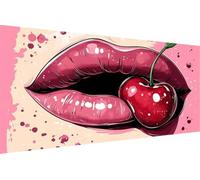 Dimond Art Kits Lip 5D Diamond Painting Kits for Adults Cherry, Retro DIY Gem Art Craft Full Round Drill Crystal Creations Cross Stitch, Hobbies for Adults Women for Home Wall Decor 60x120cm C-IS39