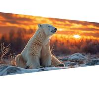 Dimond Art Kits Polar Bears 5D Diamond Painting Kits for Adults Sunset, DIY Gem Art Craft Full Round Drill Crystal Creations Cross Stitch, Hobbies for Adults Women for Home Wall Decor 30X60cm M-H759