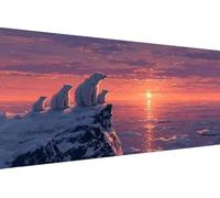 Dimond Art Kits Polar Bears 5D Diamond Painting Kits for Adults Sunset, DIY Gem Art Craft Full Round Drill Crystal Creations Cross Stitch, Hobbies for Adults Women for Home Wall Decor 30X60cm I-4R15