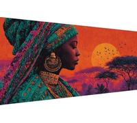 Dimond Art Kits Sunset 5D Diamond Painting Kits for Adults Africa, Retro DIY Gem Art Craft Full Round Drill Crystal Creations Cross Stitch, Hobbies for Adults Women for Home Wall Decor 30X60cm 4-IS50