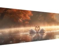 Dimond Art Kits Swan 5D Diamond Painting Kits for Adults Lake, Retro DIY Gem Art Craft Full Round Drill Crystal Creations Cross Stitch, Hobbies for Adults Women for Home Wall Decor 70x140cm 8-2857