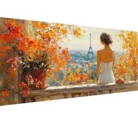 Dimond Art Kits Woman 5D Diamond Painting Kits for Adults Eiffel Tower, DIY Gem Art Craft Full Round Drill Crystal Creations Cross Stitch, Hobbies for Adults Women for Home Wall Decor 60x120cm 9-IS39