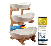 Dimono® 3-Tier Serving Stand, Ceramic Bowls & Bamboo Etagere