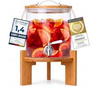 DIMONO® 5 L Glass Drink Dispenser with Bamboo Stand & Tap