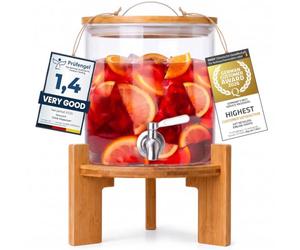 DIMONO® 5 L Glass Drink Dispenser with Bamboo Stand & Tap