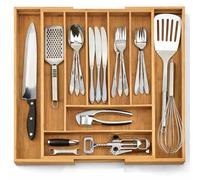 Dimono® Bamboo Drawer Organiser, 7-9 Compartments, Extends to 50 cm