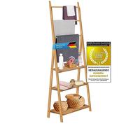Dimono® Bamboo Towel Rack Bathroom Shelf; Space Saving & Free Standing Ladder Shelf; Bathroom Shelf with Storage, Clothes & Towel Rack