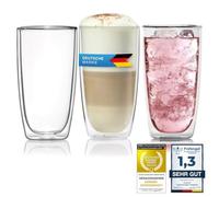 Dimono® Double Wall Borosilicate Glass Set - 450 ml Latte & Long Drink