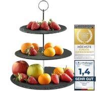 Dimono® Etagere Premium serving stand 3-tier; serving tray made of real natural slate stone for desserts, cakes, cheese, sausage; 3-tier.
