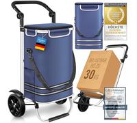 Dimono® Foldable Shopping Trolley 56 L with Cooler Bag, 30 kg | 3-in-1 design: wheeled trolley + detachable cooler bag + carry strap - waterproof, reflective, folds flat for easy storage