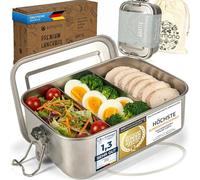 Dimono® Lunch Box Leak-Proof bento Box Stainless Steel Lunch Box; Waterproof Sustainable Box with compartments & Seals (c: 1400 ml)