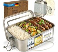 Dimono® Lunch Box Leak-Proof bento Box Stainless Steel Lunch Box; Waterproof Sustainable Box with compartments & Seals (d: 2400 ml)
