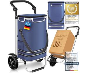 Dimono® shopping trolley Folding 3 in1 trolley for shopping; 56 litres in ooler compartment; transport trolley shopping trolley grocery bag (Blue)