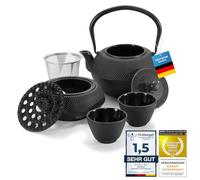 Dimono Traditional cast Iron Tea Set: Teapot, teapot Warmer and 2 Tea Mugs.