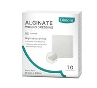 Dimora Calcium Alginate Wound Dressing, 10 x 10cm Patches,10 Individual Sterile Pads, Soft and Highly Absorbent Dressing Gauze, Non-Stick Padding