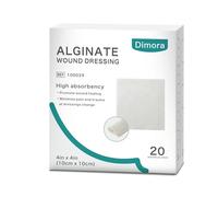 Dimora Calcium Alginate Wound Dressing, 10 x 10cm Patches, 20 Individual Sterile Pads, Soft and Highly Absorbent Dressing Gauze, Non-Stick Padding