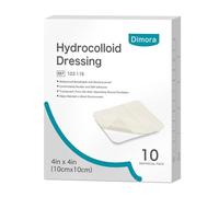 Dimora Hydrocolloid Dressing 10cm x 10cm, 0.3mm Thickness, 10 Pcs for Wound Care, Large Patch Bandages with Self-Adhesive for Bedsore, Burn, Blister, Acne Care, Super Absorbent for Fast Healing