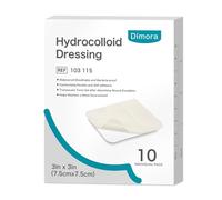 Dimora Hydrocolloid Dressing 7.5cm x 7.5cm, 0.3mm Thickness, 10 Pcs for Wound Care, Large Patch Bandages with Self-Adhesive for Bedsore, Burn, Blister, Acne Care, Super Absorbent for Fast Healing