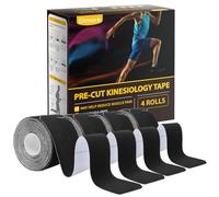 Dimora Kinesiology Tape, 80 Pre-Cut Strips, 4 Rolls, Original Cotton, 25 cm Sports Elastic Tape to Relieve Muscle Pain and Support Joints.