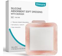 Dimora Super Absorbent Silicone Dressings - Soft Adhesive Plasters with Ultrasorb Polymer, Heavy Exudate Pads 5" x 5" (Pack of 10)