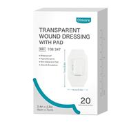 Dimora Transparent Film Dressing 6 cm x 7 cm with pad, 20 pcs, Clear Bandage Tape for Wound Care, Adhesive Post Surgical Cover Pad，for IV Shield, Tattoo Aftercare, Shower Protector