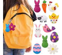 Dimoxii 13 Pcs Easter Sewing Kit, Felt Animals Craft Set, Sewing Kit for Kids DIY, Easter Figures Filled Felt Ornaments, First Stitching & Knitting Kit Gift for Children and Beginners