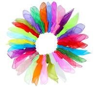 Dimoxii 20 Pcs Dance Sensory Scarves, 20 Colors Magic Juggling Scarf for Baby, Coloured Fabric Play Silks for Children, Rainbow Cloth Gymnastics Toy