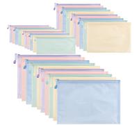 Dimoxii 30 Pcs Plastic Wallets, A4, A5, A6 Zip Lock Bags & Document Holder for Travel, Mesh Sleeves Folders for Paperwork & Money, Office Storage Organiser for Cash, Leaf, File, School & Toy
