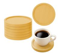 Dimoxii Pack of 6 Bamboo Candle Plates, Rustic Round Coasters for Tealight & Pillar Candle, Decorative Candle Holder Tray for Table Centerpiece, Wedding & Living Room