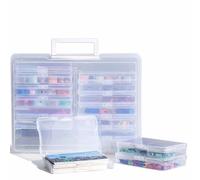 Dimoxii Transparent Photo Storage Box, 4" x 6" Photo Keeper with 16 Inner Case and Removable Dividers, Plastic Multifunctional Organizer for Cards, Toys, Jewelleries, Arts and Craft