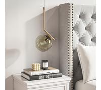 Dimpled Smoked Glass Pendant Ceiling Light with Gold Finish - Salerno