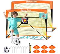 Dimples Excel Foldable Football Goals Set with Practice Targets, Ball, Pump & Cones - 4x3 FT OB Pro