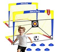 Dimples Excel Foldable Football Goals Set with Practice Targets, Ball, Pump & Cones - 4x3 FT RYB Pro