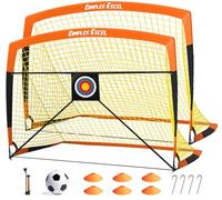 Dimples Excel Foldable Football Goals Set with Practice Targets, Ball, Pump & Cones - 5x3.6 FT OB Pro