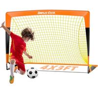 Dimples Excel Pop-Up Football Goal - 4x3FT 1 Goal Black & Orange | Portable & Foldable Garden Net | Great Gift for Football Fans