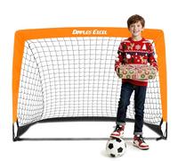 Dimples Excel Pop-Up Football Goal - 4x3FT 1 Goal Orange | Portable & Foldable Garden Net | Great Gift for Football Fans