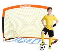 Dimples Excel Pop-Up Football Goal - 5x3.6FT 1 Goal Black & Orange | Portable & Foldable Garden Net | Great Gift for Football Fans