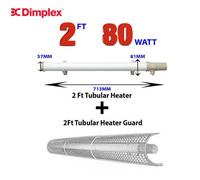 Dimplex 2Ft Tubular Heater And Wire Guard 80W Thermostatic - Ideal Greenhouse, Lofts, Cupboards - C/w 13A Plug And Fixing Brackets