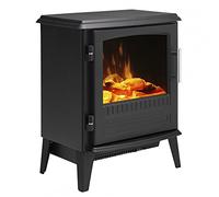Dimplex Bari Optiflame® Freestanding Electric Stove with Realistic Log Bed & LED Flame Effect - Black