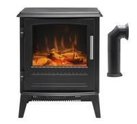 Dimplex Bari Freestanding Optiflame Electric Stove + Plastic Flue Pipe Accessory [EEK: Living rooms, lounges, bedrooms]