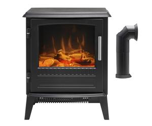 Dimplex Bari Freestanding Optiflame Electric Stove + Plastic Flue Pipe Accessory [EEK: Living rooms, lounges, bedrooms]