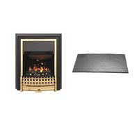 Dimplex Bramdean Optimyst Brass and Black Freestanding Electric Fire and Slate Effect Hearth Pad