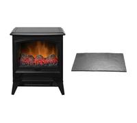 Dimplex Casper Optiflame Small Black Electric Stove Fire With Lava Rock Fuel Bed and Slate Effect Hearth Pad